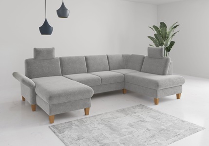 Home affaire Wohnlandschaft »Rochelle, U-Form«, optional mit Armteilverstellung, mit Bettfunktion & Bettkasten