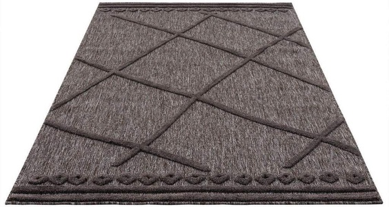 Carpet City, Carpet City Teppich »SANTORINI 58578«, rechteckig, 5 mm Höhe, 3D-Design: Flor erzeugt ein Hoch-Tief-Effekt, In- und Outdoor geeignet, Carpet City Teppich »In-& Outdoorteppich Santorini 58578, 3D-Effekt, Raute-Optik«, rechteckig, 5 mm Höhe, Wetterfest & UV-beständig für Terrasse, Balkon, Küche, Flur