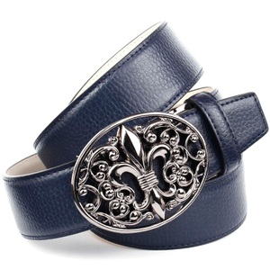 ANTHONI CROWN, Anthoni Crown Ledergürtel mit Lilie Schliesse, 