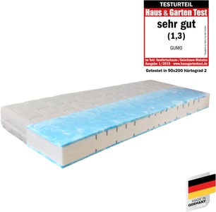 BeCo, Gelschaummatratze »GUMO«, Beco, 20 cm hoch, Beco Gelschaummatratze »GUMO, 7 Zonen Matratze 90x200,140x200 und mehr, weiche & feste Seite«, 20 cm hoch, (1 St.), druckentlastende Gelschaumauflage,atmungsaktiv, Partner-/Wendematratze