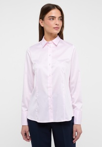 Eterna, ETERNA Langarm Bluse »MODERN CLASSIC«, Satin Shirt Bluse in rosa unifarben