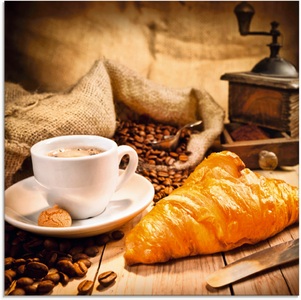 Artland Glasbild »Kaffeetasse mit Croissant«
