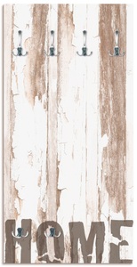Artland, Artland Garderobe »Home«, platzsparende Wandgarderobe aus Holz mit 6 Haken, geeignet für kleinen, schmalen Flur, Flurgarderobe, Artland Garderobenleiste »Home«, teilmontiert