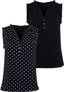 Lascana, LASCANA Tanktop, LASCANA Rüschentop, (2er-Pack), mit Rüschendetails und Knöpfen in Hornoptik