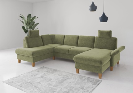 Home affaire Wohnlandschaft »Rochelle, U-Form«, optional mit Armteilverstellung, mit Bettfunktion & Bettkasten