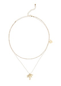 Lascana, LASCANA Kette mit Anhänger, LASCANA Kette mit Anhänger, mit Palmen Anhängern, mehrreihiges Kettenset, Halskette, Halsschmuck