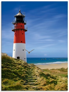 Artland Glasbild »Leuchtturm am Deich«