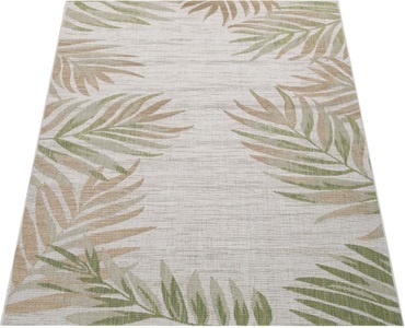 PACO HOME, Paco Home Teppich »Kuba 127«, rechteckig, 4 mm Höhe, Flachgewebe, Motiv Blätter, In- und Outdoor geeignet, Wohnzimmer, Paco Home Teppich »Kuba 127«, rechteckig, 4 mm Höhe, Flachgewebe, Motiv Blätter, In- und Outdoor geeignet, Wohnzimmer