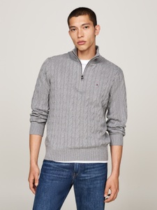 Tommy Hilfiger Strickpullover »CLASSIC COTTON CABLE ZIP MOCK«, mit modischem Zopfmuster