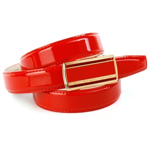 ANTHONI CROWN, Anthoni Crown Lackedergürtel in Rot mit eleganter Schliesse, Anthoni Crown Ledergürtel, Schmaler Lackledergürtel mit Designer-Schliesse