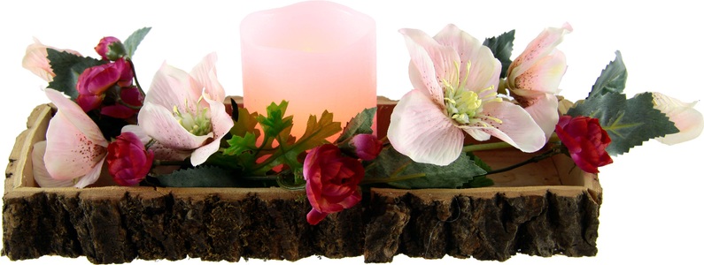 HOME AFFAIRE, Home affaire Holztablett, LED-Kerze/Christrose, I.GE.A. Dekoobjekt, LED-Kerze/Christrose