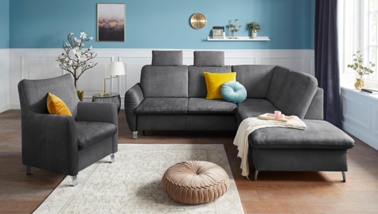 SIT&MORE, sit&more Ecksofa, sit&more Ecksofa »Daytona L-Form«, mit Federkern, zwei Kopfstützen und wahlweise mit Bettfunktion