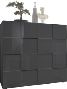 INOSIGN, INOSIGN Highboard »Dama«, INOSIGN Highboard »Dama Höhe 111 cm, Breite 121 cm, Kommode 2 Türen, Hochkommode«, Front in 3D-Optik, viel Stauraum, verschiedene Farben