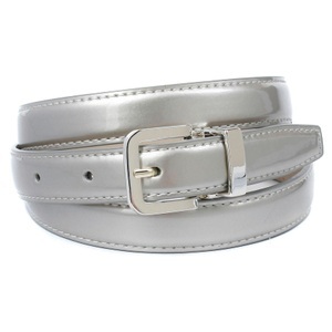 ANTHONI CROWN, Anthoni Crown 2, 0 cm breiter Lackledergürtel in Silberfarben, Anthoni Crown Ledergürtel, Klassischer Lackledergürtel in 2 cm Breite