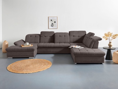 COTTA Wohnlandschaft »Holiday U-Form«, Sitztiefenverstellung, wahlweise mit Bettfunktion inkl. Bettkasten