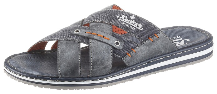 Rieker, Rieker Pantolette, Rieker Pantolette, Sommerschuh, Schlappen, Poolslides, mit kontrastfarbener Rahmennaht