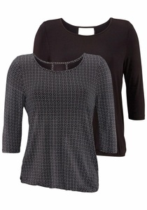 Lascana, LASCANA 3/4-Arm-Shirt, LASCANA 3/4-Arm-Shirt »mit modischem Cut-out«, (2er-Pack), aus weichem Viskose-Stretch