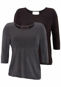 Lascana, LASCANA 3/4-Arm-Shirt, LASCANA 3/4-Arm-Shirt »mit modischem Cut-out«, (2er-Pack), aus weichem Viskose-Stretch