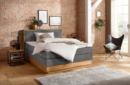 Home affaire Boxspringbett »Cavan«, aus massiver Eiche, inkl. Bettkasten & Topper, verschiedene Härtegrade (auch H4)