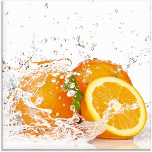 Artland Glasbild »Orange mit Spritzwasser«