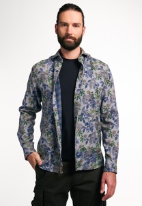 Eterna, ETERNA LANGARM HEMD REGULAR FIT UPCYCLING SHIRT FLANELL BLAU/GRÜN, Eterna Langarmhemd »REGULAR FIT«
