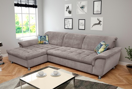 DOMO collection, DOMO collection Ecksofa, DOMO collection Ecksofa »Franzi Steppung im Sitzbereich B7T/H: 278/162/80 cm, L-Form« wahlweise mit Bettfunktion, Bettkasten und Kopfteilverstellung