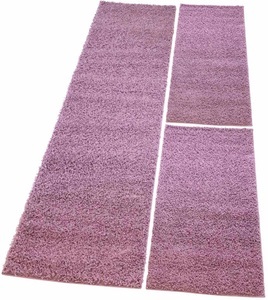 Carpet City, Bettumrandung »Pastell Shaggy300« Carpet City, Höhe 30 mm (3-tlg.), Carpet City Bettumrandung »Pastell Shaggy 300«, (3 tlg.), Shaggy Hochflor Bettvorleger, Uni-Farben, Weich, Läufer-Set