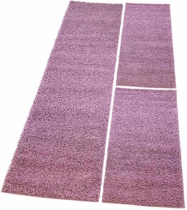 Carpet City, Bettumrandung »Pastell Shaggy300« Carpet City, Höhe 30 mm (3-tlg.), Carpet City Bettumrandung »Pastell Shaggy 300«, (3 tlg.), Shaggy Hochflor Bettvorleger, Uni-Farben, Weich, Läufer-Set