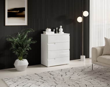Fredriks, home24 Kommode Larado IV, HBZ Kommode »Spice weiss hochglanz, BxHxT 65x80x40 cm«, Kommode mit 4 Schubkästen