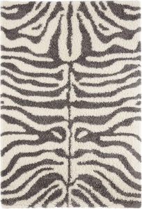 White Label, White Label - Teppich - 80 x 150 cm, my home Hochflor-Teppich »Maisie«, rechteckig, 35 mm Höhe, Tier-Motiv, Zebra-Design, Schlafzimmer, Robust, Pflegeleicht