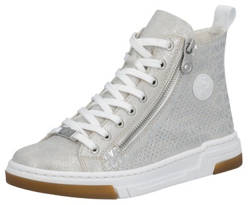 Rieker, Rieker Damen Schnürschuh Silber, Rieker Sneaker High Top-Sneaker, Freizeitschuh, Schnürschuh mit Plateausohle