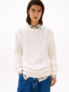 Tommy Jeans Strickpullover »BADGE CABLE« Slim Fit, Rundhals