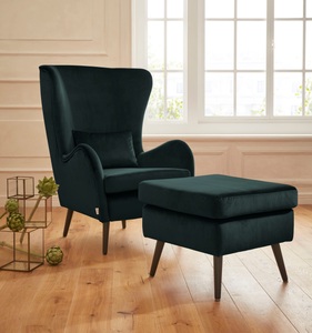 Guido Maria Kretschmer Home&Living Sessel »Salla«, wahlweise mit oder ohne Hocker, grosser Sessel: Masse B/T/H: 78/94/118 cm, Bezug auch in Luxus-Microfaser in Teddyfelloptik