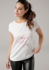 LAURA SCOTT, Laura Scott Shirtbluse, mit dezentem Aufdruck - NEUE FARBEN, Laura Scott Shirtbluse, aus Satin mit dezentem Aufdruck