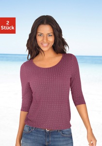 Lascana, LASCANA 3/4-Arm-Shirt, LASCANA 3/4-Arm-Shirt, mit modischem Cut-out im Nacken