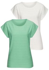 Vivance T-Shirt »mit modischer Streifenstruktur«, (Packung), aus weicher Baumwoll-Qualität