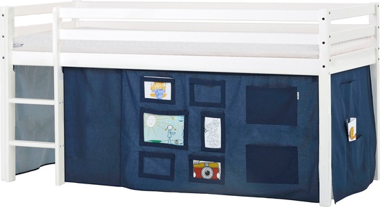 Hoppekids, Hoppekids Hochbett, mit Matratze und Textil-Set, Hoppekids Hochbett »ECO Dream, Kinderbett, Spielbett, Halbhohes Bett aus Massivholz«, inkl. Vorhang-Set Creator, Bettgrösse & Matratze wählbar