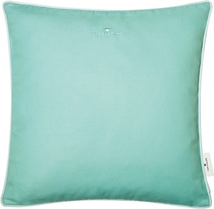 Tom Tailor, TOM TAILOR Kissenhülle »Dove Signature«, (1 St.), Zierkissenbezug Dove Signature Cyan Baumwolle/Polyester 40 cm 40 cm