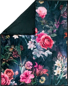 undefined, Hip Nicki-Velours Wohndecke Simone, Descanso Plaid »Simone«, Sehr Weich, Kuscheldecke, 130x160 cm, Wendeoptik, Blumen, Bordeaux