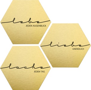 undefined, Alu-Dibond-Druck »Lebe, Lache, Liebe« (Set), Wall-Art Metallbild »Lebe, Lache, Liebe«, (Set), Metallposter Collage