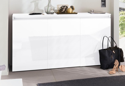 TECNOS, Tecnos Kommode »Magic«, Breite 150 cm, INOSIGN Kommode »Magic, Kommode, Schrank, Kredenz«, mit 3 Türen, Komplett Hochglanz lackiert, (B/T/H) 150x40x81 cm