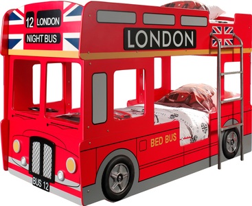Vipack, Etagenbett, Vipack, Vipack Etagenbett, (Made in Europe), im Design von einem Londoner Doppeldecker, inklusive LED Beleuchtung
