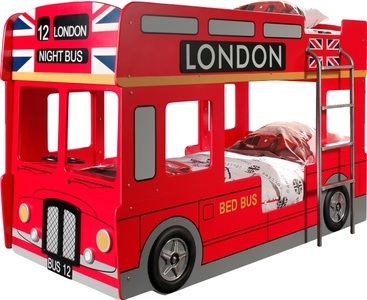 Vipack, Etagenbett, Vipack, Vipack Etagenbett, (Made in Europe), im Design von einem Londoner Doppeldecker, inklusive LED Beleuchtung