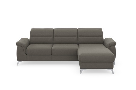 sit&more Ecksofa »Sinatra«, mit Recamiere, optinal mit Kopfteilverstellung und Armteilfunktion oder Kopfteilverstellung, Armteilfunktion, Bettfunktion und Bettkasten, chromfarbene Metallfüsse