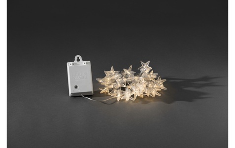 Konstmide CHRISTMAS, Außen-Lichterkette Sterne LED 40-flg., Batterie, KONSTSMIDE LED-Lichterkette »Weiss Dämmerungssensor Outdoor«, 40 St.-flammig
