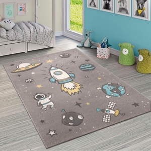 PACO HOME, Paco Home Kinderteppich »Diamond 100«, rechteckig, 18 mm Höhe, 3D-Design, Motiv Weltraum, Rakete & Astronaut, Kinderzimmer, Paco Home Kinderteppich »Diamond 100«, rechteckig, 18 mm Höhe, 3D-Design, Motiv Weltraum, Rakete & Astronaut, Kinderzimmer
