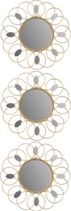 Myflair Möbel & Accessoires, Myflair Möbel & Accessoires Wandspiegel »Antigua«, (Set, 3 St.), Myflair Möbel & Accessoires Dekospiegel »Antigua, goldfarben«, (Set, 3 St.), Wandspiegel, Landhaus, rund, Rahmen aus Metall, Blütenform