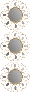 Myflair Möbel & Accessoires, Myflair Möbel & Accessoires Wandspiegel »Antigua«, (Set, 3 St.), Myflair Möbel & Accessoires Dekospiegel »Antigua, goldfarben«, (Set, 3 St.), Wandspiegel, Landhaus, rund, Rahmen aus Metall, Blütenform
