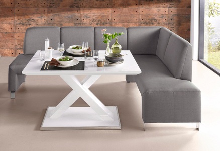 exxpo - sofa fashion, exxpo - sofa fashion Eckbank »Intenso«, Frei im Raum stellbar, exxpo - sofa fashion Eckbank »Intenso, viele Bezugsstoffe Cord, Leder, Struktur 244/157 cm (B/T)«, hohe Bodenfreiheit, frei im Raum stellbar, hoher Sitzkomfort
