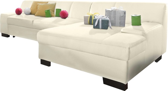 DOMO collection, DOMO collection Ecksofa, DOMO collection Ecksofa »Norma, elegant und modern, mit flachen Armlehnen, L-Form«, wahlweise mit Bettfunktion